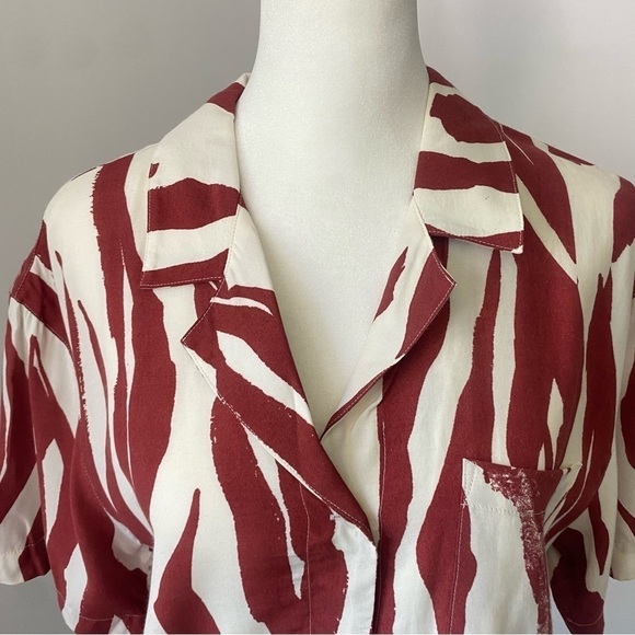 ANINE BING Benji Zebra Print Button Down Short Sleeve Top XS - Picture 3 of 11